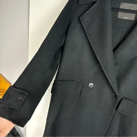 NWT Massimo Dutti Black Double Breasted Pocket Wool Blend Jacket Coat Sz Small - Picture 6 of 16